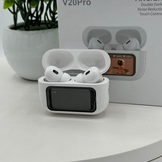 V20 Airpods: Wireless Earbuds, 32H Playtime, Bluetooth 5.4, Touch Screen Display, ANC+ENC TWS Noise Cancelling Earbuds for iOS and Android Cell Phones